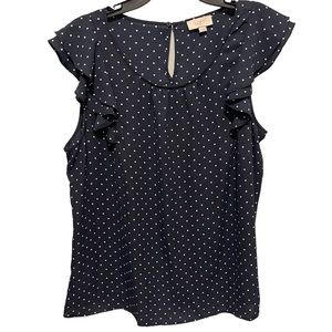Loft Navy Blue Flutter Sleeve Blouse Size XL